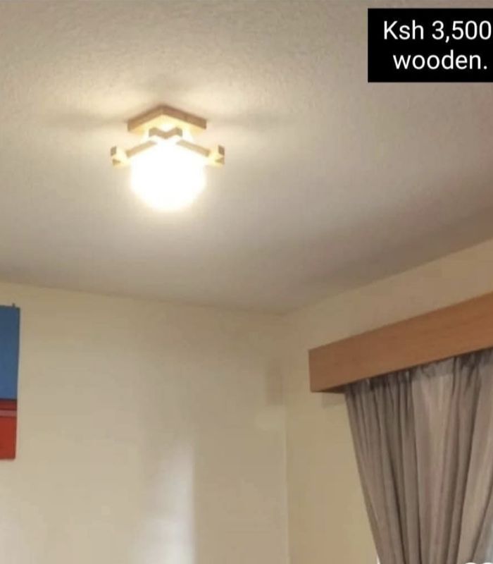 Wood square ceiling light