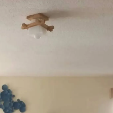 Wood square ceiling light