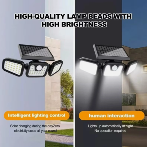 3 Head Solar Wall Light