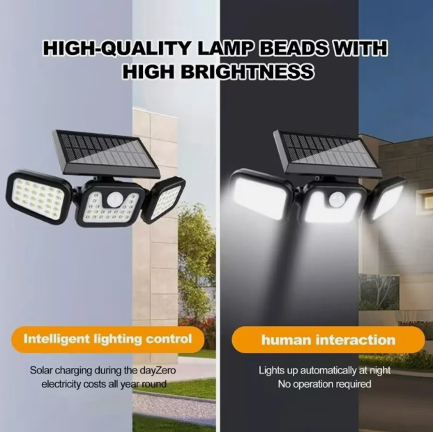3 Head Solar Wall Light